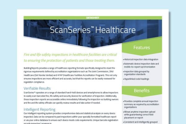 BuildingReports ScanSeries Healthcare datasheet